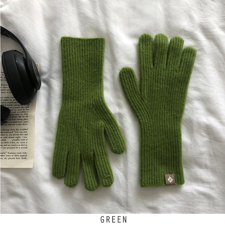 グリーン | 手袋 ニット スマートフォンタッチ 韓国ファッション 手袋 4color | RAKUku