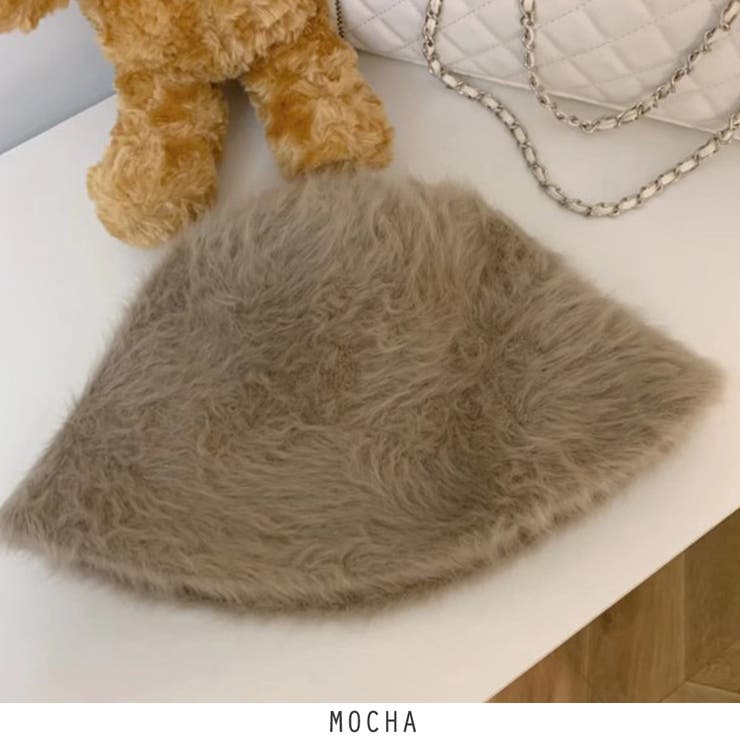 モカ | アンゴラ風 フェイクファーバケットハット  4color 韓国ファッション | RAKUku