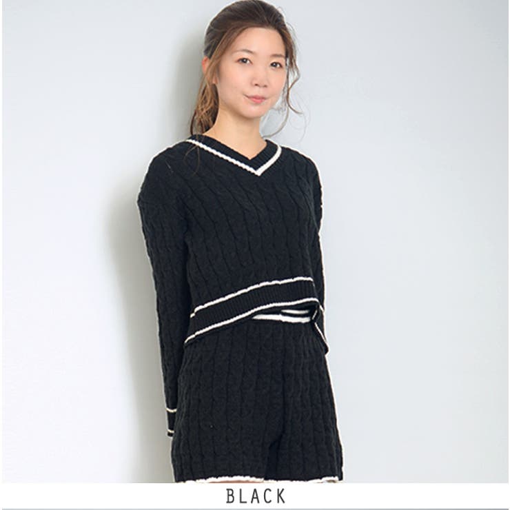 ブラック | ケーブルニットセットアップ 2color | RAKUku