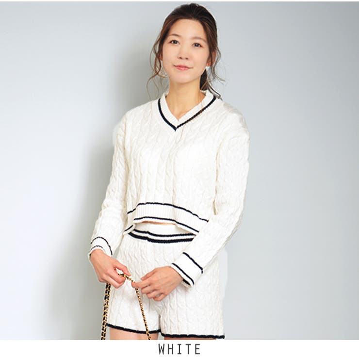 ホワイト | ケーブルニットセットアップ 2color | RAKUku