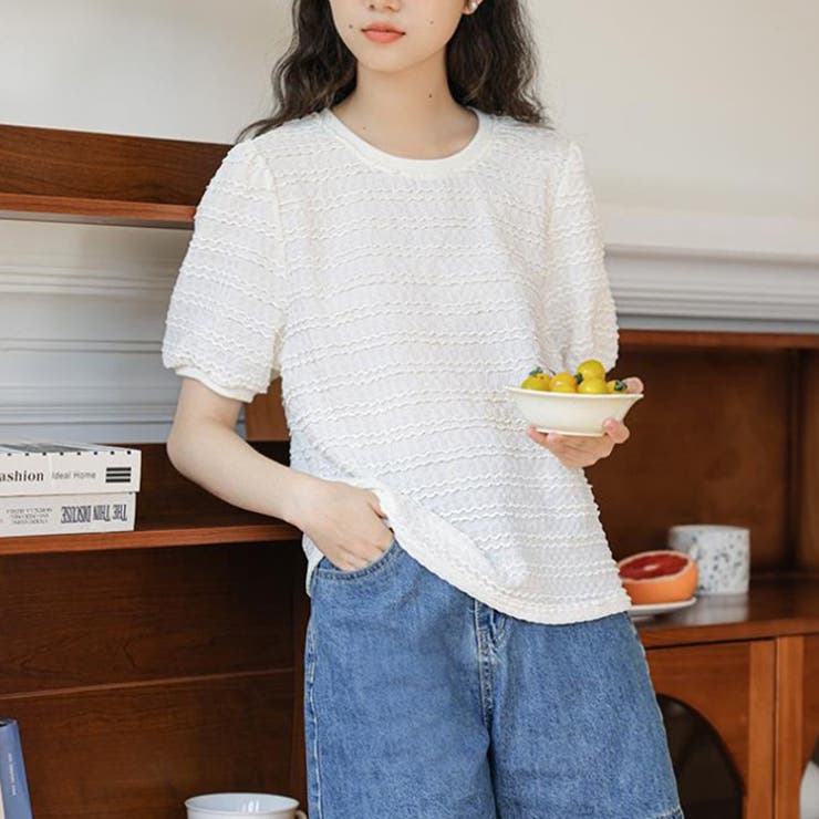 ひんやり シアーニット 半袖ニット 袖ボリューム 韓国ファッション  | RAKUku | 詳細画像2 