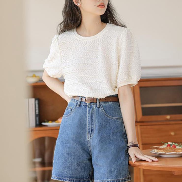 ひんやり シアーニット 半袖ニット 袖ボリューム 韓国ファッション  | RAKUku | 詳細画像6 