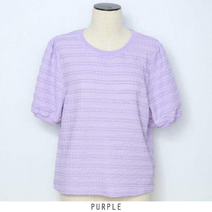 パープル | ひんやり シアーニット 半袖ニット 袖ボリューム 韓国ファッション  | RAKUku