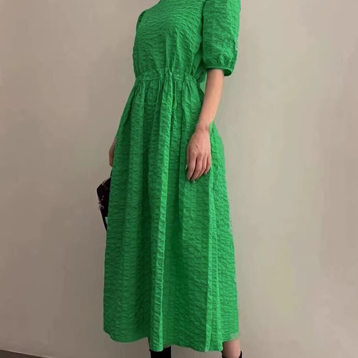 ジャガード パフスリーブ ワンピース 即納 Kana ドレス ジャガード パフスリーブ ワンピース パーティー