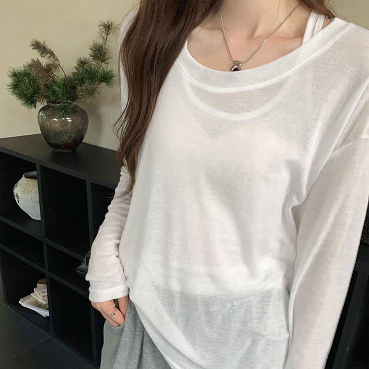 シアートップス 2点セット 透け感 秋 韓国ファッション | RAKUku | 詳細画像4 