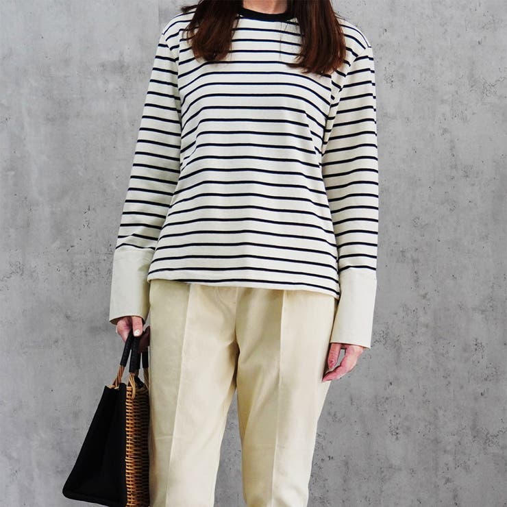 レーディス 長袖 ボーダースウェット Tシャツ カフスポイント | RAKUku | 詳細画像3 