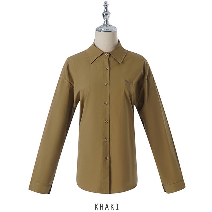 カーキ | オーバーフィット ゆったり  リボン刺? 韓国ファッション | RAKUku