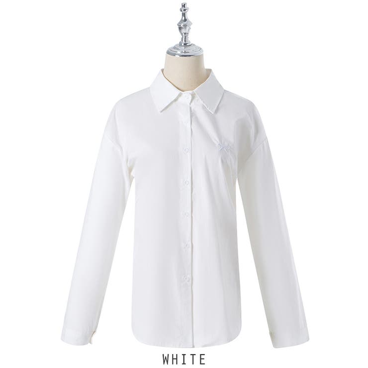 ホワイト | オーバーフィット ゆったり  リボン刺? 韓国ファッション | RAKUku