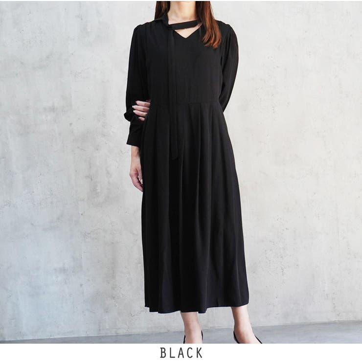 ブラック | タイポイント シンプル ワンピース 2color 韓国ファッション | RAKUku