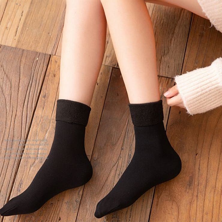 ブラック | 裏起毛ソックス レディース あったか靴下 | RAKUku