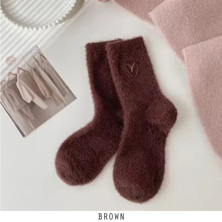 ブラウン | ハート ポイントファーソックス 厚手 | RAKUku