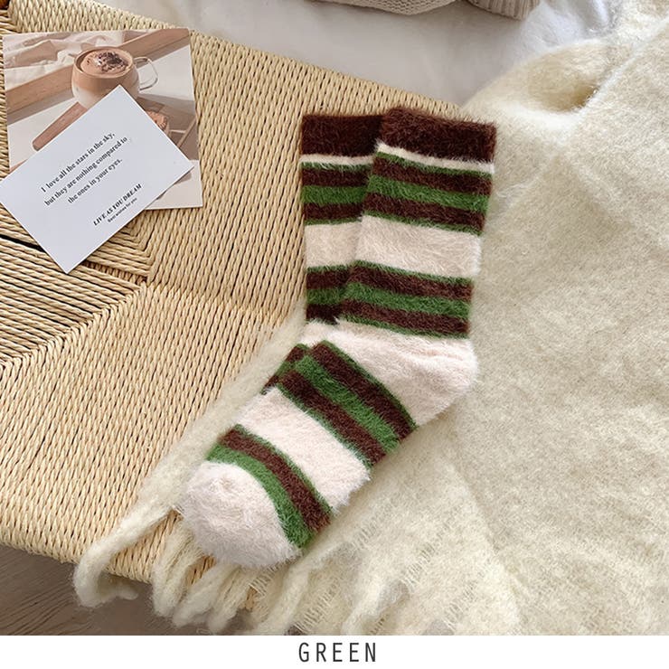 グリーン | カラフル 靴下 ソックス もこもこ ふわふわ 暖かい 可愛い ソックス | RAKUku
