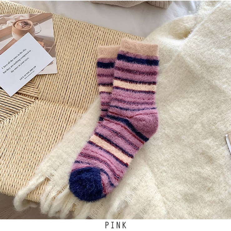 ピンク | カラフル 靴下 ソックス もこもこ ふわふわ 暖かい 可愛い ソックス | RAKUku