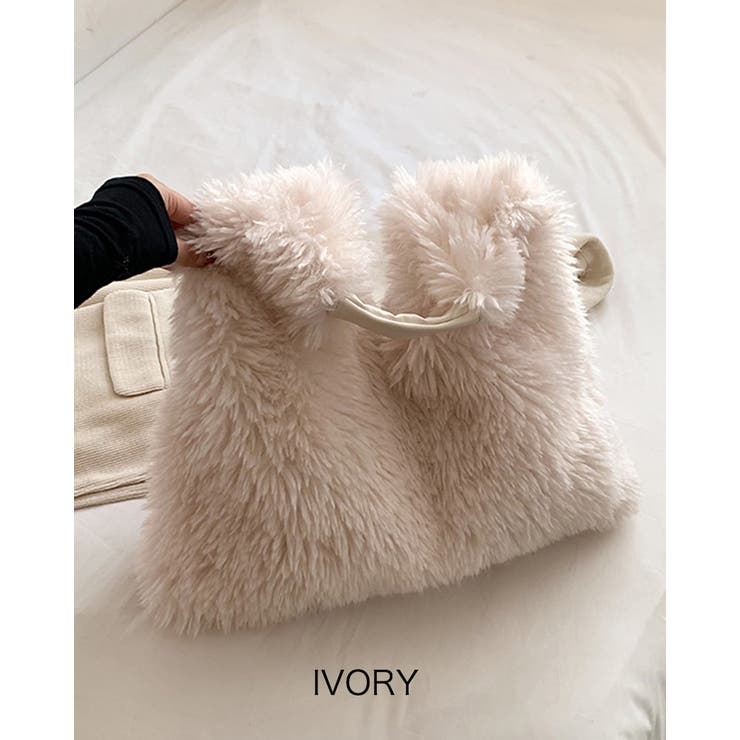 アイボリー | ファーバッグ フェイクファー ワンハンドバッグ | RAKUku