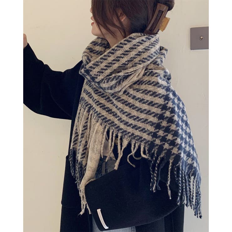 チェック柄リバーシブルマフラー 羽織り 柔らかい ストール プチプレゼント | RAKUku | 詳細画像2 