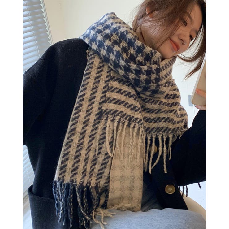 チェック柄リバーシブルマフラー 羽織り 柔らかい ストール プチプレゼント | RAKUku | 詳細画像3 