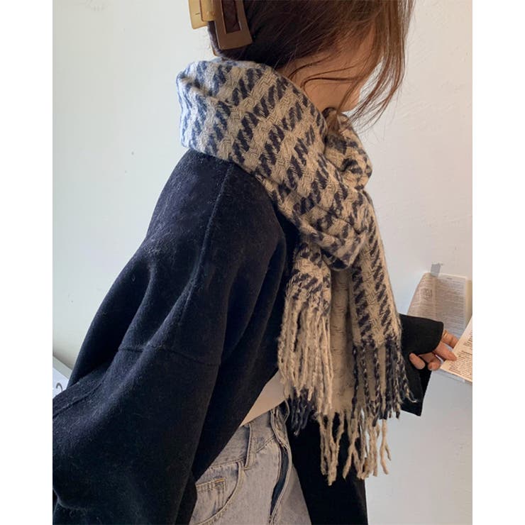 チェック柄リバーシブルマフラー 羽織り 柔らかい ストール プチプレゼント | RAKUku | 詳細画像4 