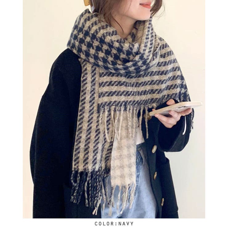 チェック柄リバーシブルマフラー 羽織り 柔らかい ストール プチプレゼント | RAKUku | 詳細画像7 