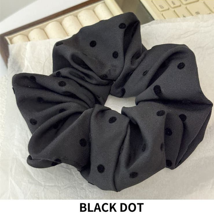 ブラック | コットン生地 シュシュ 韓国雑貨 韓国ファッション | RAKUku