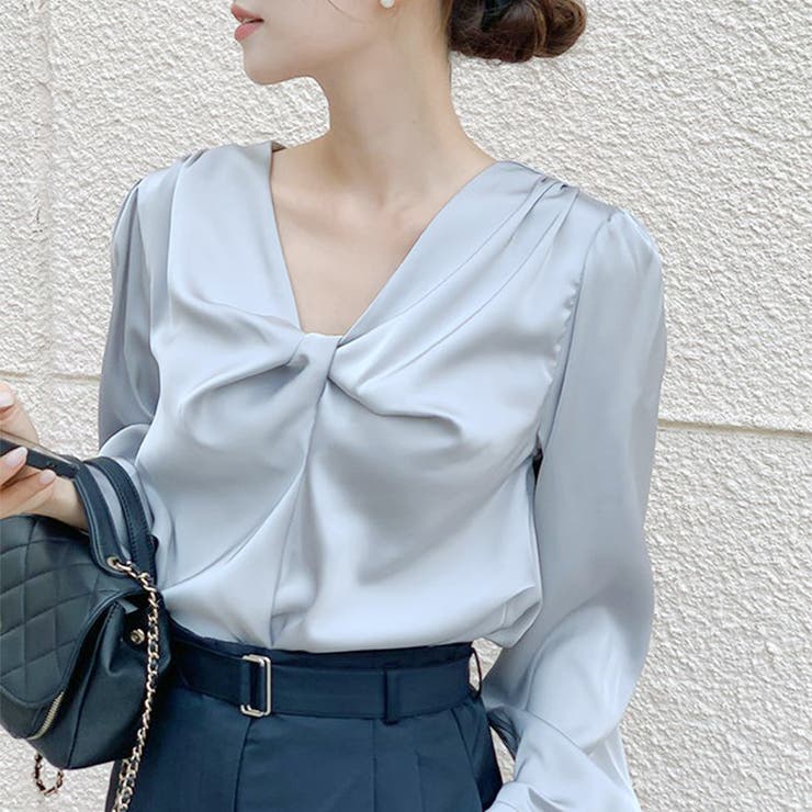 ツイストデザイン ブラウス オフィスカジュアル 4color | RAKUku | 詳細画像2 