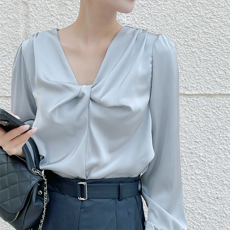 ツイストデザイン ブラウス オフィスカジュアル 4color | RAKUku | 詳細画像3 