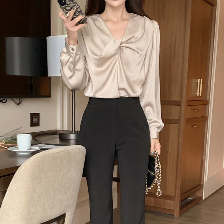 ツイストデザイン ブラウス オフィスカジュアル 4color | RAKUku | 詳細画像6 