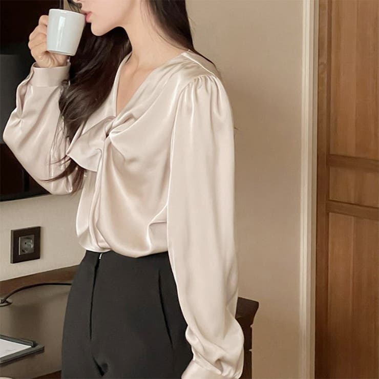 ツイストデザイン ブラウス オフィスカジュアル 4color | RAKUku | 詳細画像7 