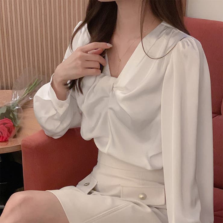 ツイストデザイン ブラウス オフィスカジュアル 4color | RAKUku | 詳細画像9 