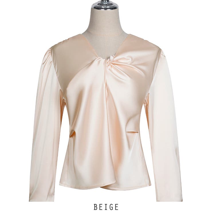ベージュ | ツイストデザイン ブラウス オフィスカジュアル 4color | RAKUku