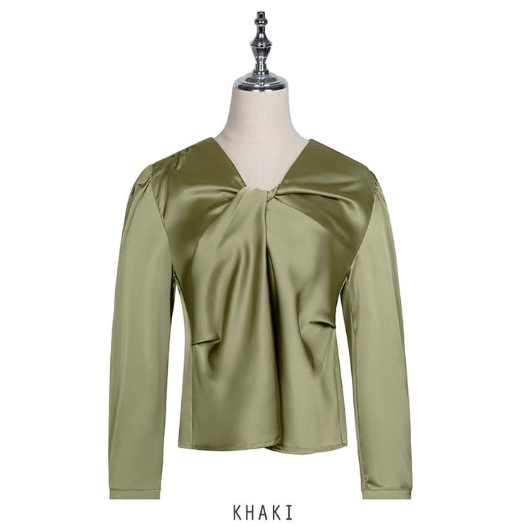 カーキ | ツイストデザイン ブラウス オフィスカジュアル 4color | RAKUku