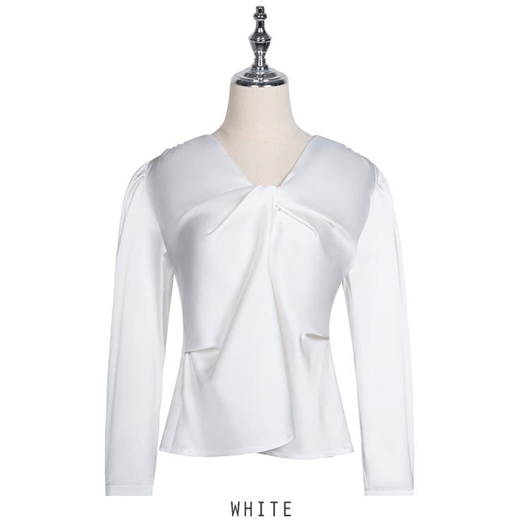 ホワイト | ツイストデザイン ブラウス オフィスカジュアル 4color | RAKUku