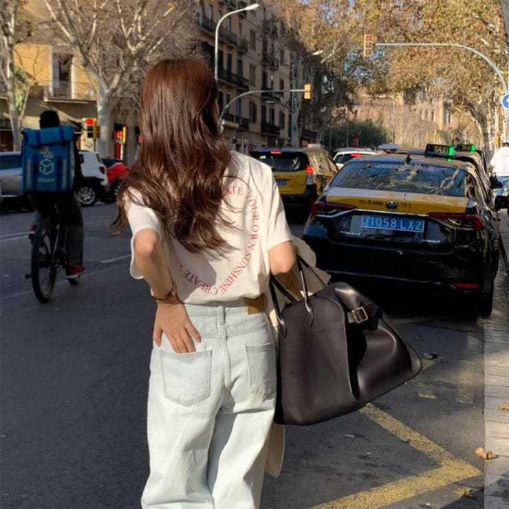 24NEW バッグプリント ロゴハートTシャツ 韓国ファッション[品番