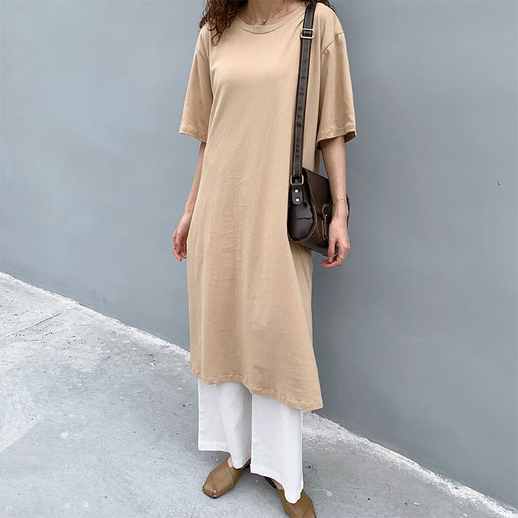 24ss NEW サイドスリットTシャツ ロング丈 ワンピーTシャツ | RAKUku | 詳細画像2 