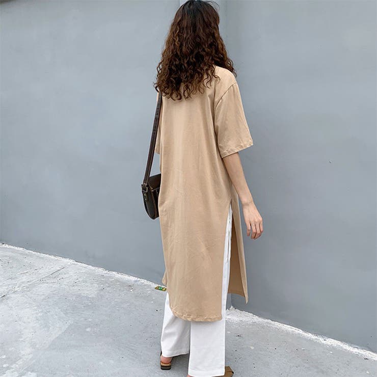 24ss NEW サイドスリットTシャツ ロング丈 ワンピーTシャツ | RAKUku | 詳細画像6 