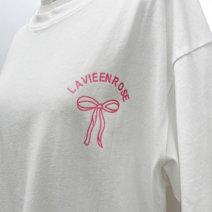 24NEW バッグリボン プリント Tシャツ オーバーサイズ[品番