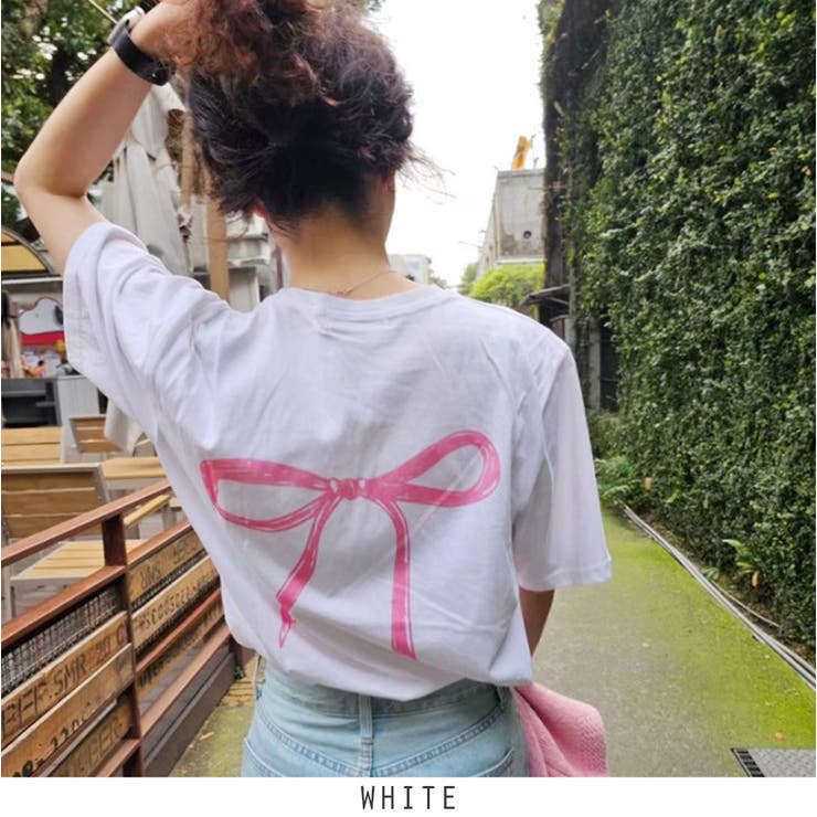【KHAKIPOINT】リボン＆シャーリング Tシャツ ★大人気★ ☆韓国人気☆リボンシャーリングTシャツ/KHAKIPOINT
