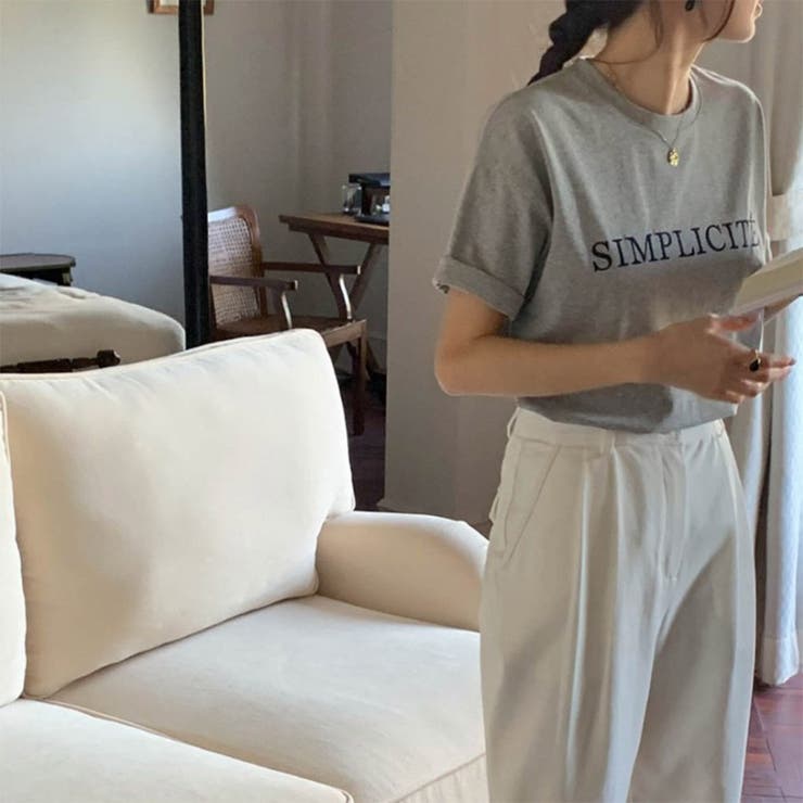24NEW シンプル レタリング プリントTシャツ 韓国ファッション 24NEW シンプル レタリング プリントTシャツ 韓国ファッション