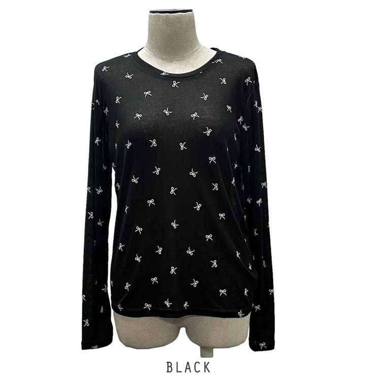 24NEW リボン柄 シアートップス 夏 長袖シアー 日焼け対策[品番