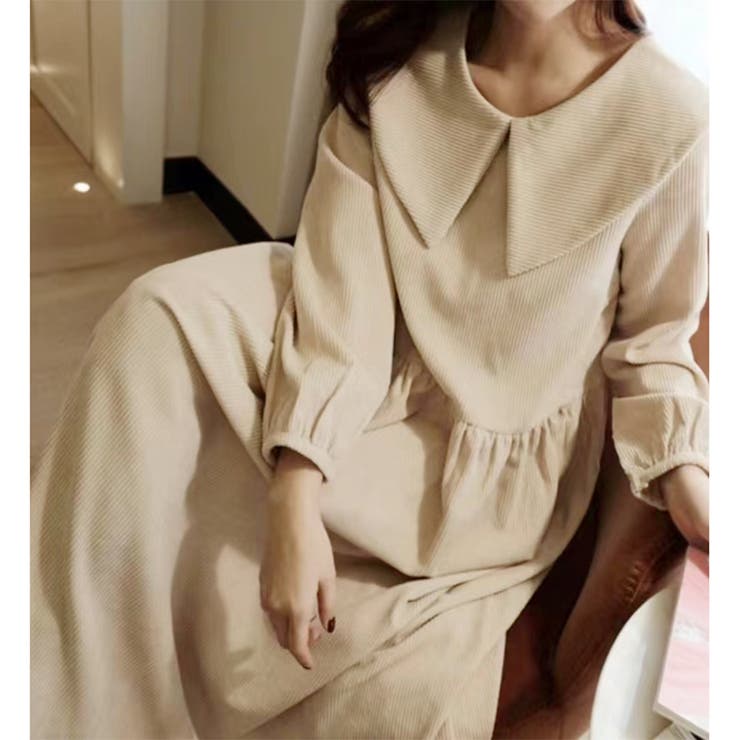 ビッグ襟 ビッグカーラー ロングワンピース | RAKUku | 詳細画像2 