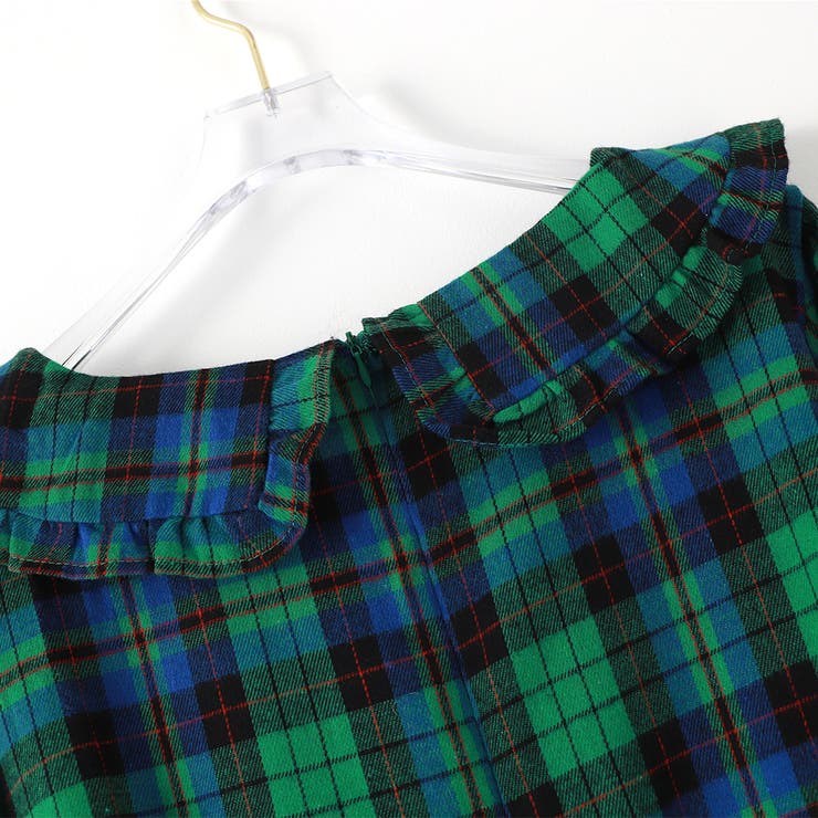 ビッグ襟 チェック柄 レースアップドレス | RAKUku | 詳細画像13 