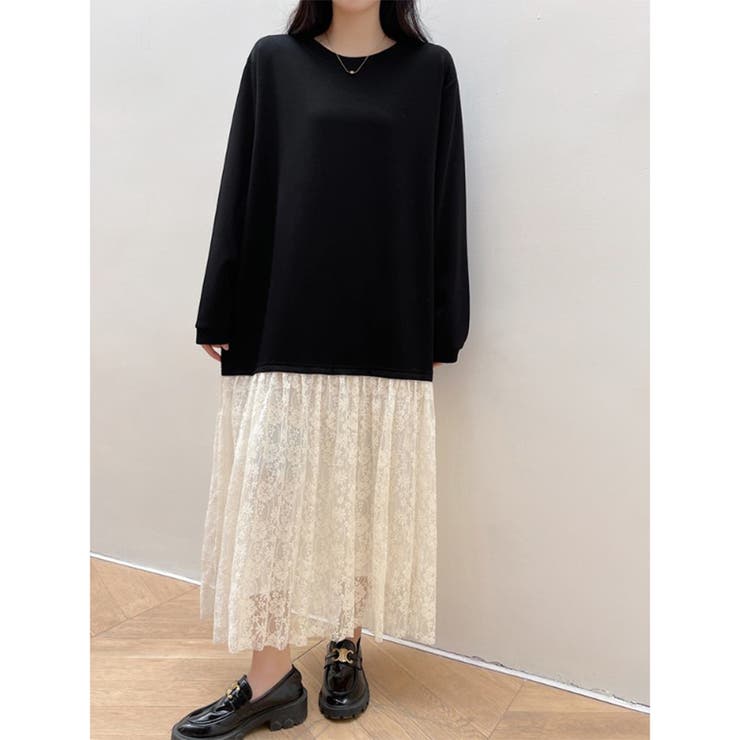 24NEW 異素材 レース ワンピース  エレガント ゆったり ワンピース | RAKUku | 詳細画像6 