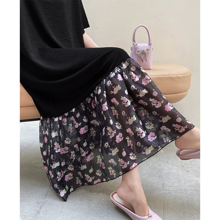 春夏 半袖 ワンピース ロング丈 シンプル 無地 花柄 韓国ファッション | RAKUku | 詳細画像6 