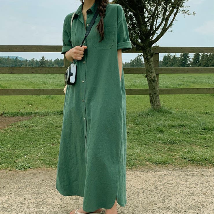 24NEW シャツワンピース ロング丈 マキシ丈 韓国ファッション | RAKUku | 詳細画像2 