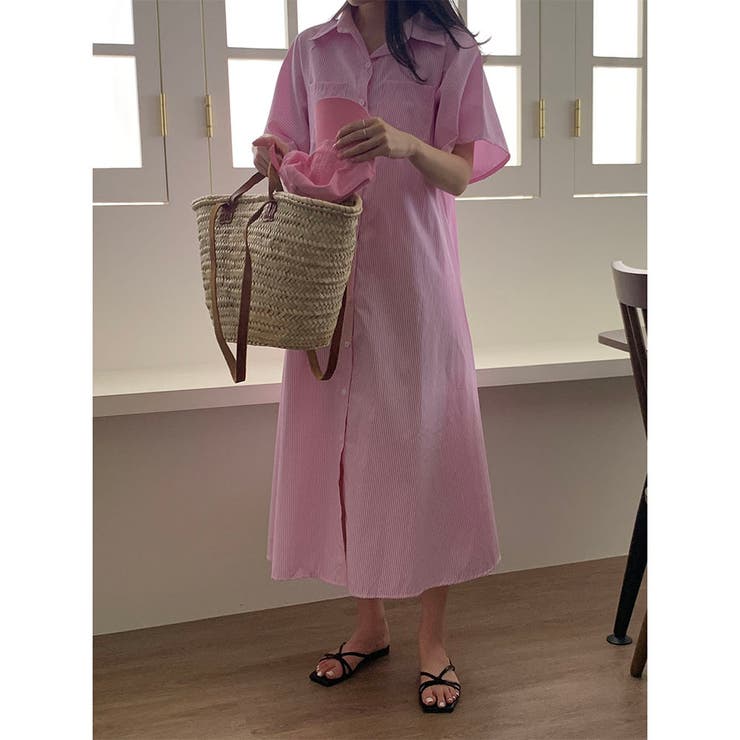 ストライプ シャーツワンピース 韓国ファッション | RAKUku | 詳細画像17 