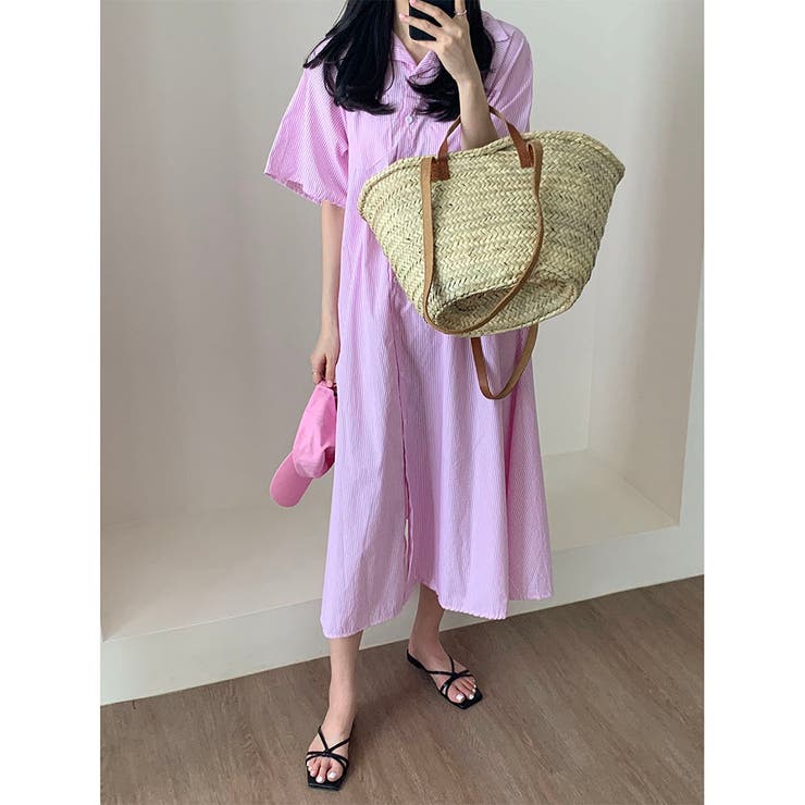 ストライプ シャーツワンピース 韓国ファッション | RAKUku | 詳細画像10 