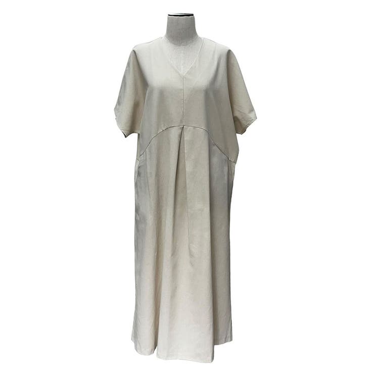 ストレスフリー Vネック ゆったりワンピース 半袖  ロング丈 | RAKUku | 詳細画像11 