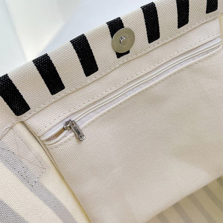 キャンバス トートバッグ クリーム色 茶色ストライプ ソフトクリーム トートバッグ キャンバス 12oz 綿100