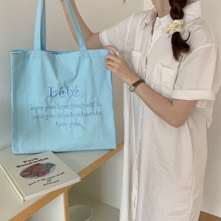 24NEW 刺繍ロゴトートバッグ レタリング | RAKUku | 詳細画像4 