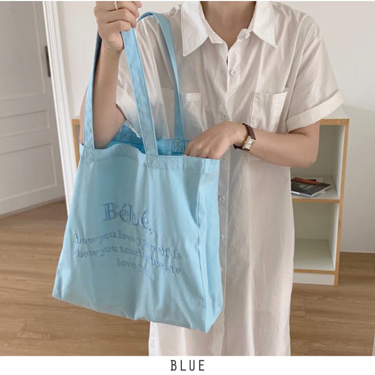 ブルー | 24NEW 刺繍ロゴトートバッグ レタリング | RAKUku