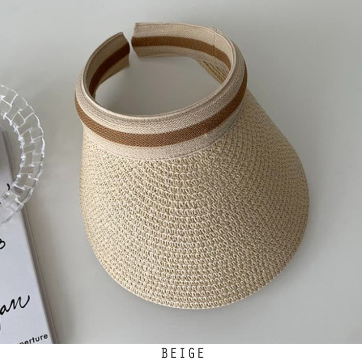 ベージュ | 24NEW 春 夏 サンバイザー uvカット 自転車 つば広 麦わら帽子 | RAKUku